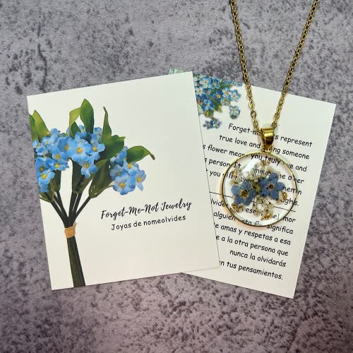 Pressed Wildflower Necklace | Forget-Me-Not & Lace