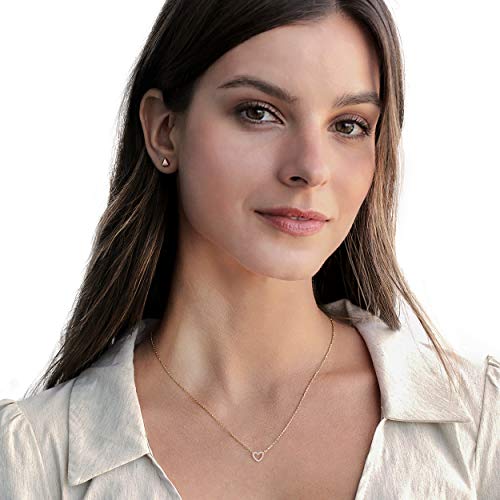 Dainty 14K Gold Plated Heart Necklace for Women