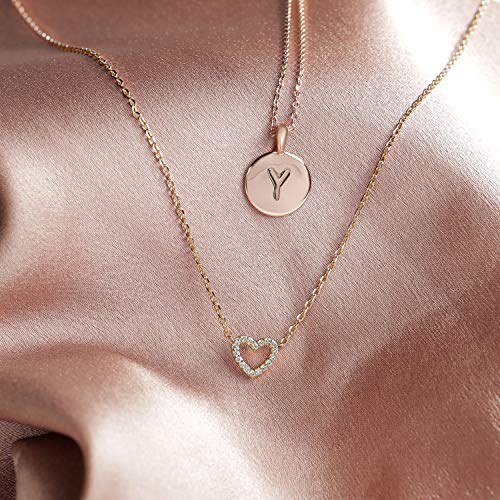 Dainty 14K Gold Plated Heart Necklace for Women