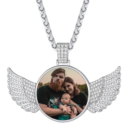 Personalized Angel Wings Photo Pendant Necklace
