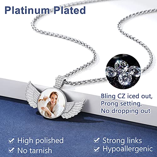 Personalized Angel Wings Photo Pendant Necklace