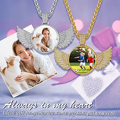 Personalized Angel Wings Photo Pendant Necklace