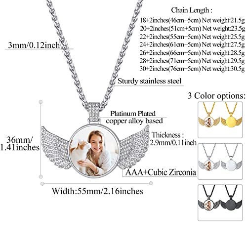 Personalized Angel Wings Photo Pendant Necklace