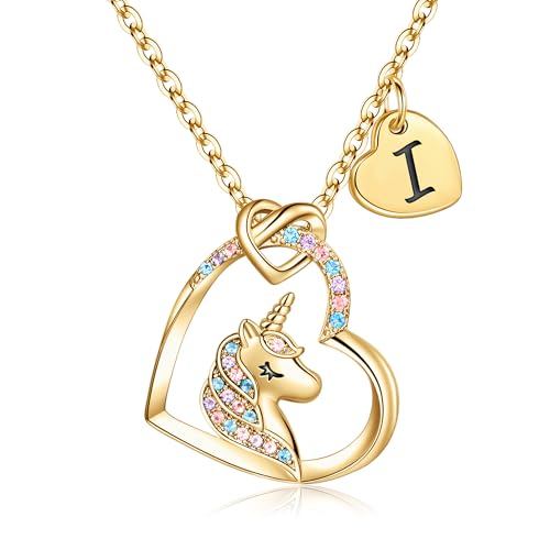 Unicorn Heart Pendant Necklace in 14K Gold