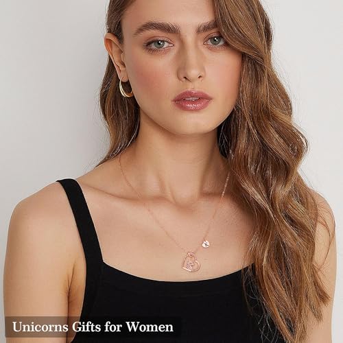 Unicorn Heart Pendant Necklace in 14K Gold