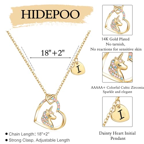 Unicorn Heart Pendant Necklace in 14K Gold