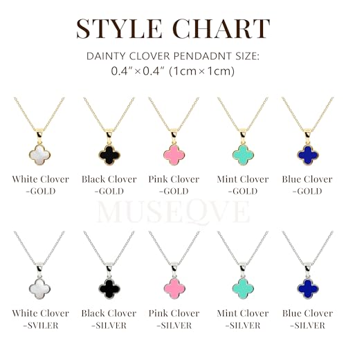 Dainty Four Leaf Clover Necklace with Mother of Pearl