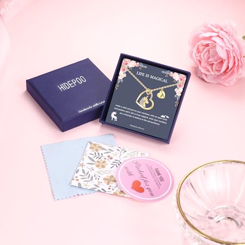 Unicorn Heart Pendant Necklace in 14K Gold