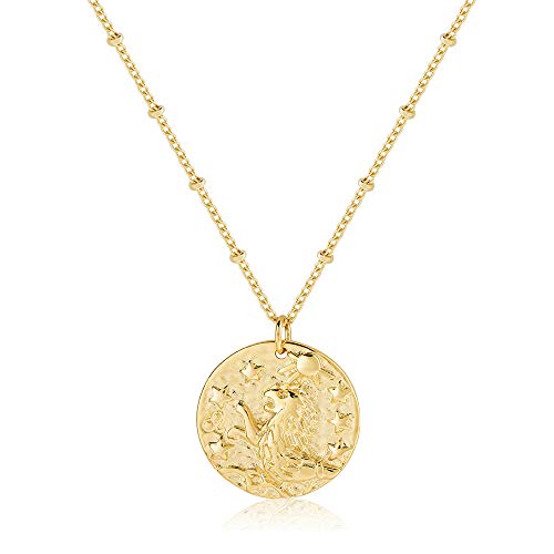 Zodiac Coin Embossed Necklace for Women - Leo