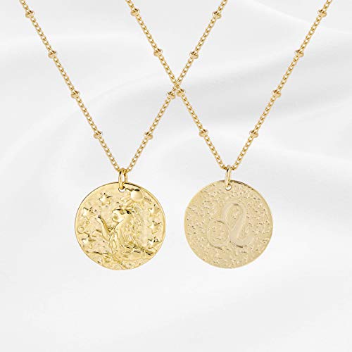 Zodiac Coin Embossed Necklace for Women - Leo