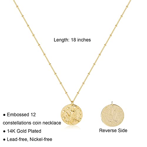 Zodiac Coin Embossed Necklace for Women - Leo