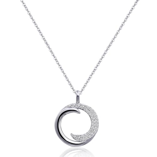 Crescent Moon Pendant Necklace with Cubic Zirconia