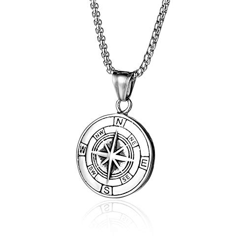 Men's Stainless Steel Compass Necklace