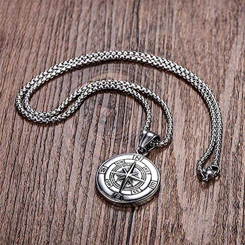 Men's Stainless Steel Compass Necklace