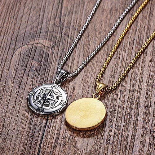 Men's Stainless Steel Compass Necklace