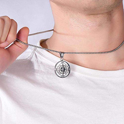 Men's Stainless Steel Compass Necklace