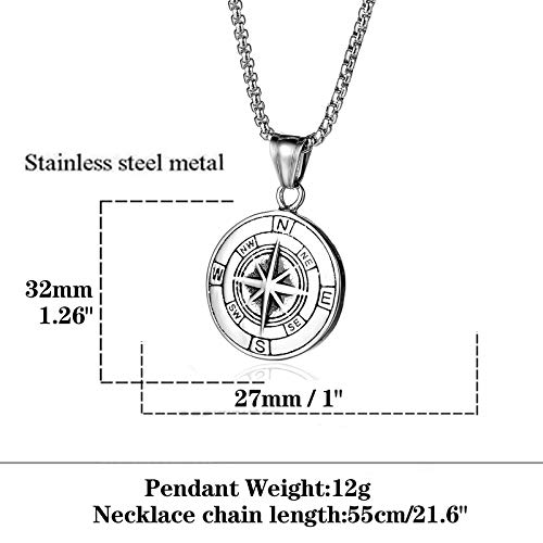 Men's Stainless Steel Compass Necklace