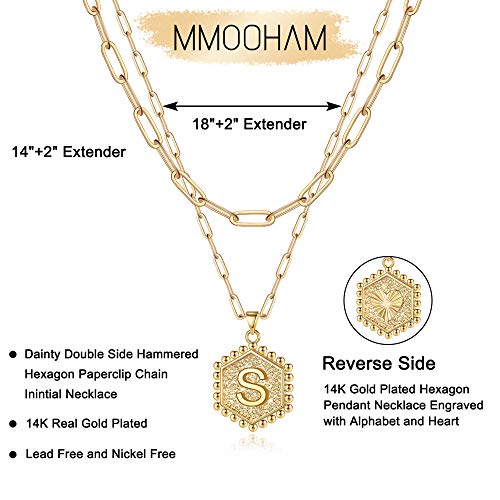 Trendy Gold Hexagon Initial S Necklace for Women
