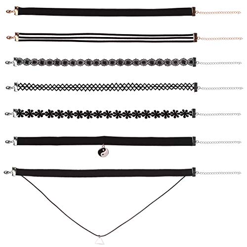 8-Piece Classic Black Velvet Choker Necklace Set