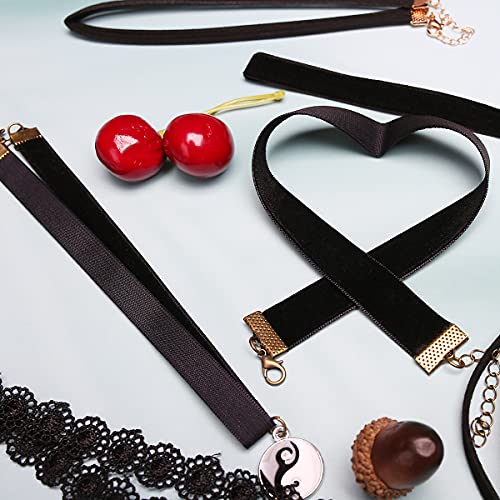 8-Piece Classic Black Velvet Choker Necklace Set