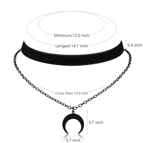 Gothic Moon Velvet Choker Necklace for Women