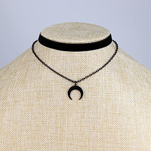 Gothic Moon Velvet Choker Necklace for Women