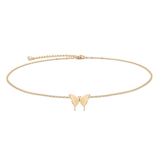 Gold Dainty Butterfly Choker Necklace for Women