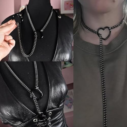 Handmade Gothic Heart Slip Chain Necklace