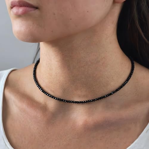 Trendy Black Spinel Beaded Choker Necklace