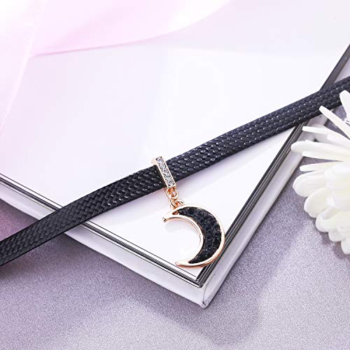 Elegant Black Moon Choker Necklace for Her