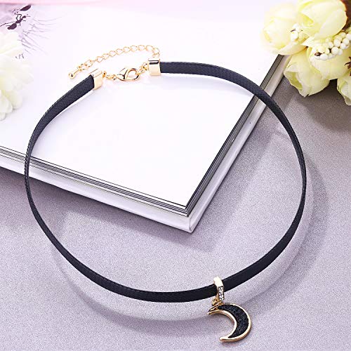 Elegant Black Moon Choker Necklace for Her