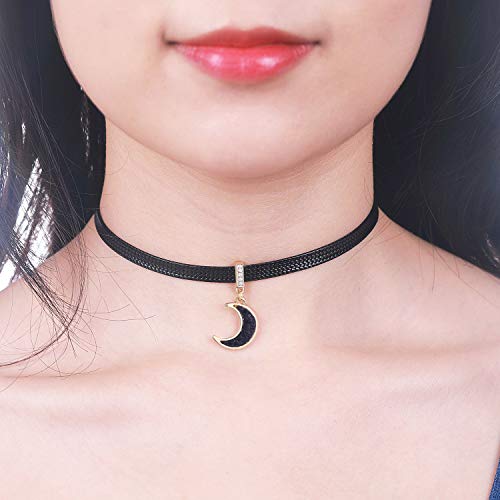 Elegant Black Moon Choker Necklace for Her