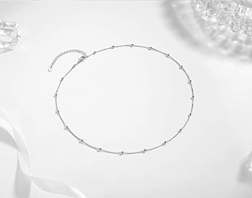 Dainty Satellite Bead Choker Necklace in Silver