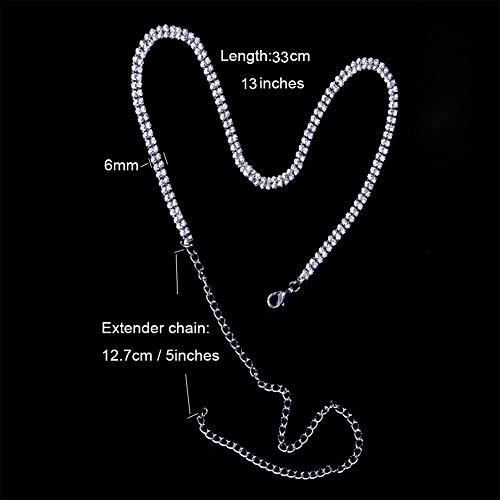 EFTOM Silver Rhinestone Double Row Choker Necklace