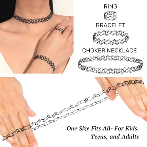 Retro Henna Tattoo Necklace, Bracelet & Ring Set