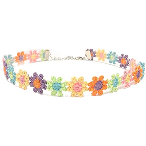 Colorful Handmade Daisy Flower Choker Necklace