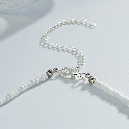 Boho White Seed Bead Choker Necklace for Women