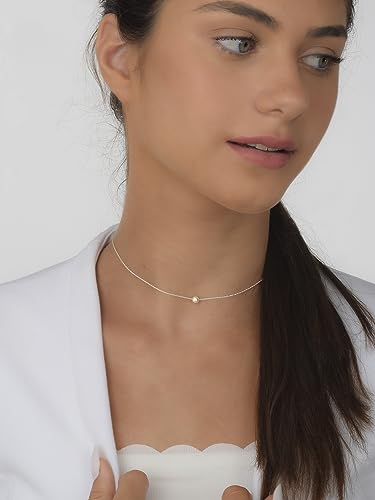 Annika Bella Waterproof Choker Necklace, Sterling Silver/Gold Charm