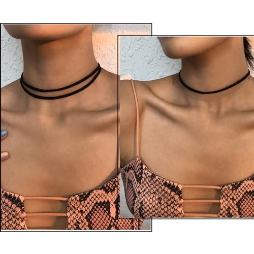 4PCS Black Velvet Choker Necklace Set for Women
