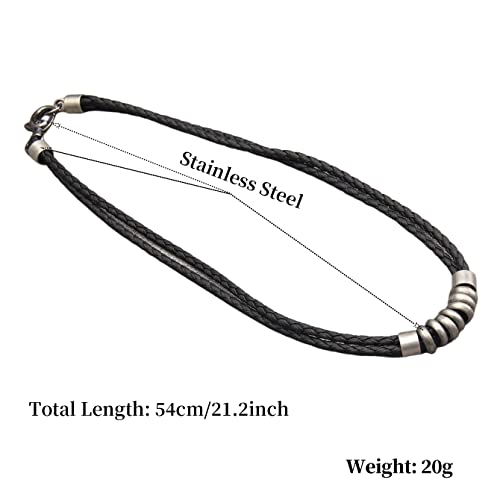 Vintage Braided Leather Choker Necklace with Beaded Pendant