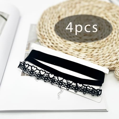 Black Velvet Choker Necklace Set for Women