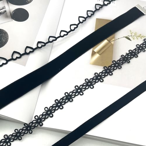 Black Velvet Choker Necklace Set for Women