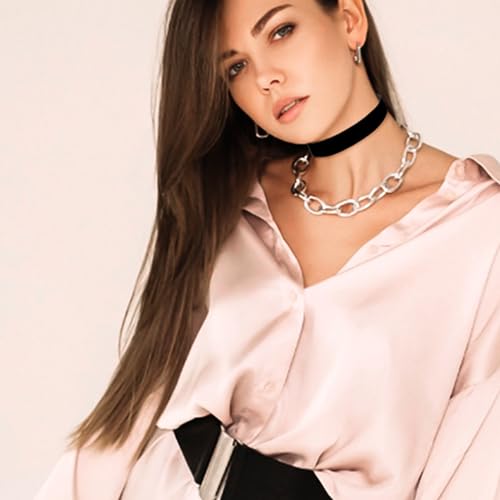 Black Velvet Choker Necklace Set for Women