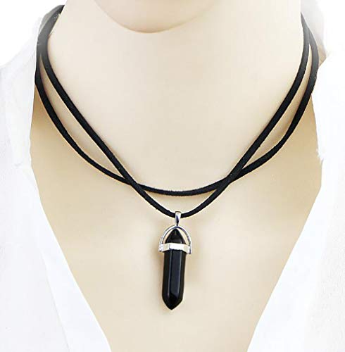 Black Velvet Choker with Gemstones - Boho Necklace