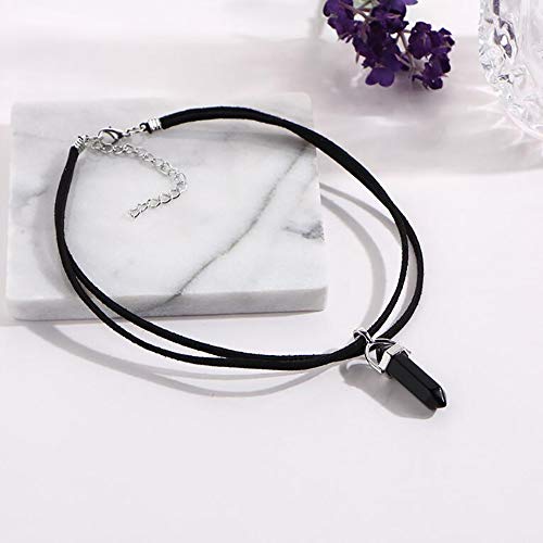 Black Velvet Choker with Gemstones - Boho Necklace