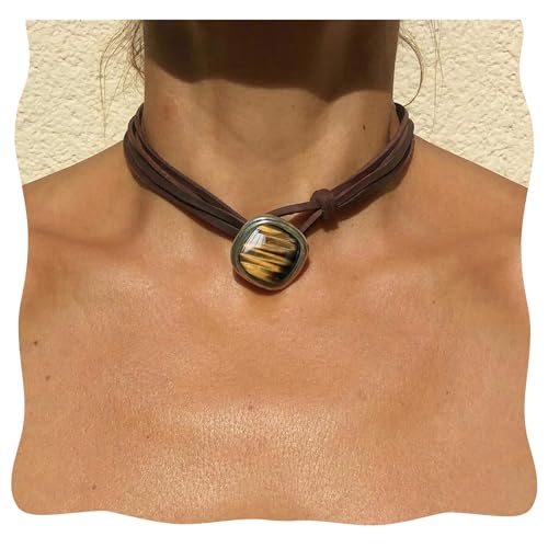 Tiger Eye Velvet Choker Necklace for Him/Her