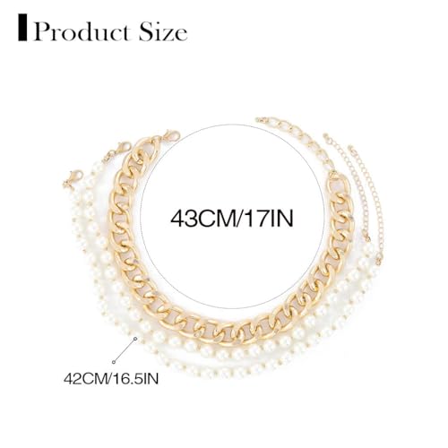Gold Layered Pearl Choker Necklace for Women