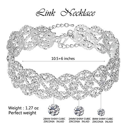 Rhinestone Choker, Bracelet, and Earrings Set