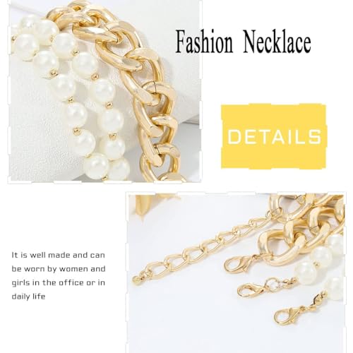 Gold Layered Pearl Choker Necklace for Women