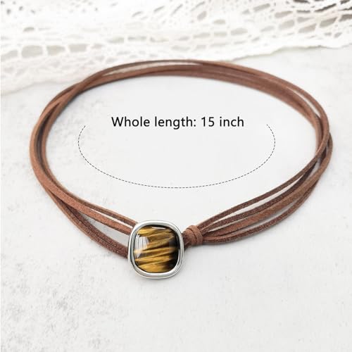 Tiger Eye Velvet Choker Necklace for Him/Her